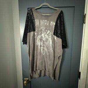 Free People Band shirt dress with sequins sleeve